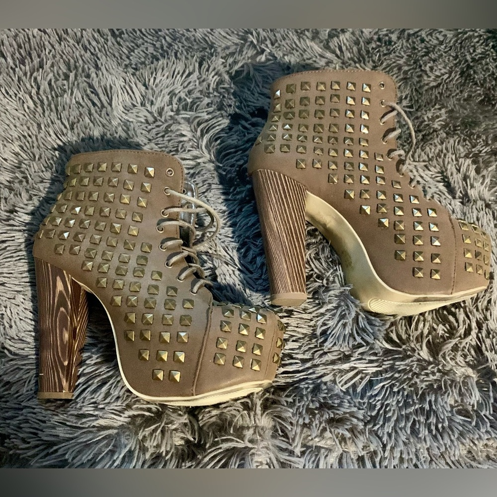 Shoe Republic LA studded block heel ankle boots